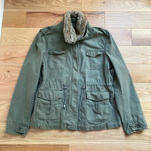 Levi's Faux Fur Trimmed Green Women's XL Jacket Cinch Waist